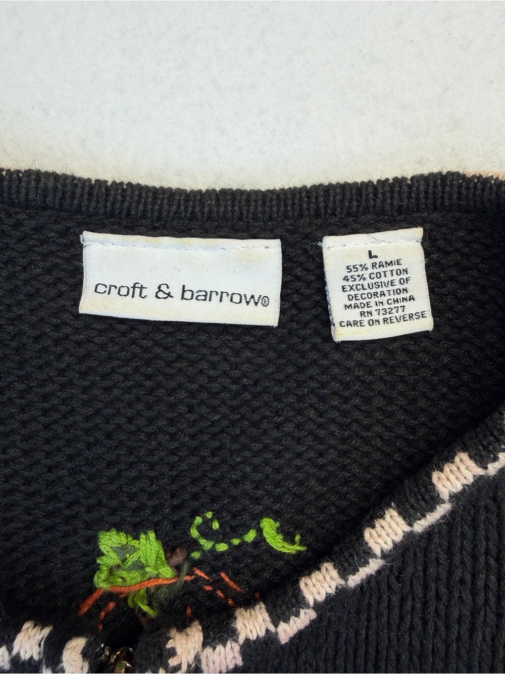 Vintage Halloween Zip Up Cardigan Sweater Large Croft Barrow Grandma Cats Bats - Picture 2 of 13